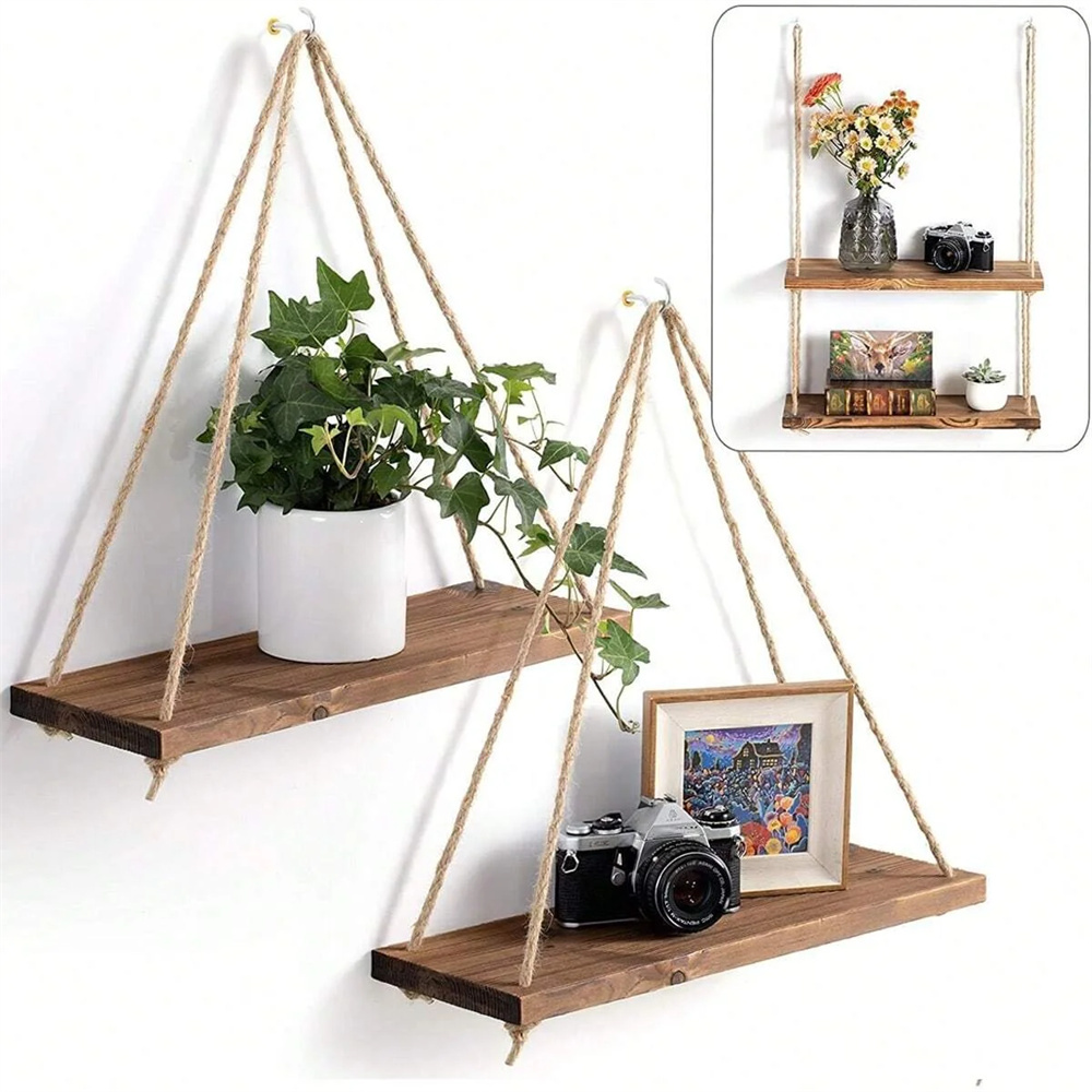 Flower Wall Panel - 1Set Rak Gantung Kayu Rak Dinding