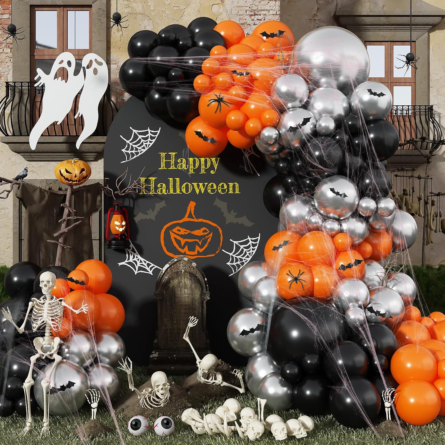 Balloon Arch Kit - Kit Dekorasi Balon Halloween Hitam Oranye