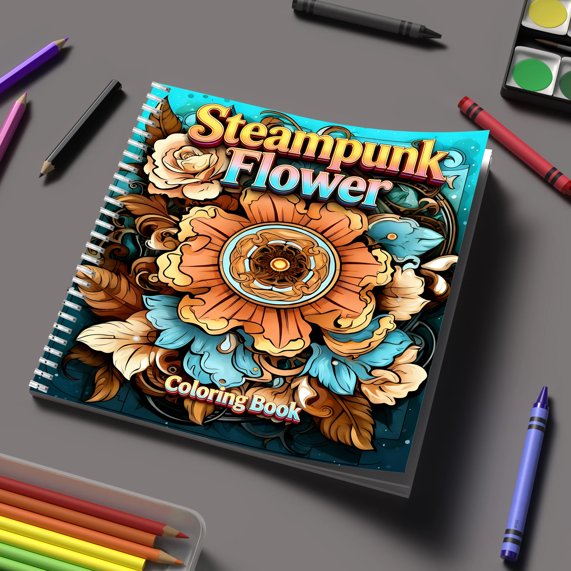 Event Supplies - Buku Mewarnai Bunga Steampunk untuk Buku