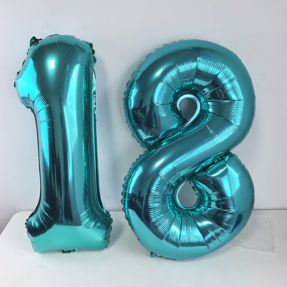 Balon Foil Angka 18 Biru Teal  - Balloon Pump Hand ulasan dan harga