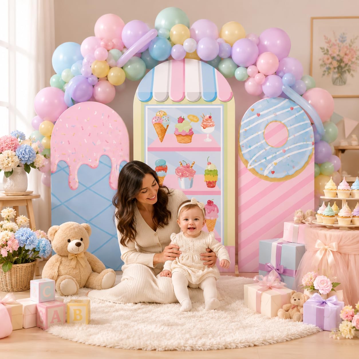 Latar Belakang Pesta Es Krim D - Dessert Table Backdrop ulasan dan harga