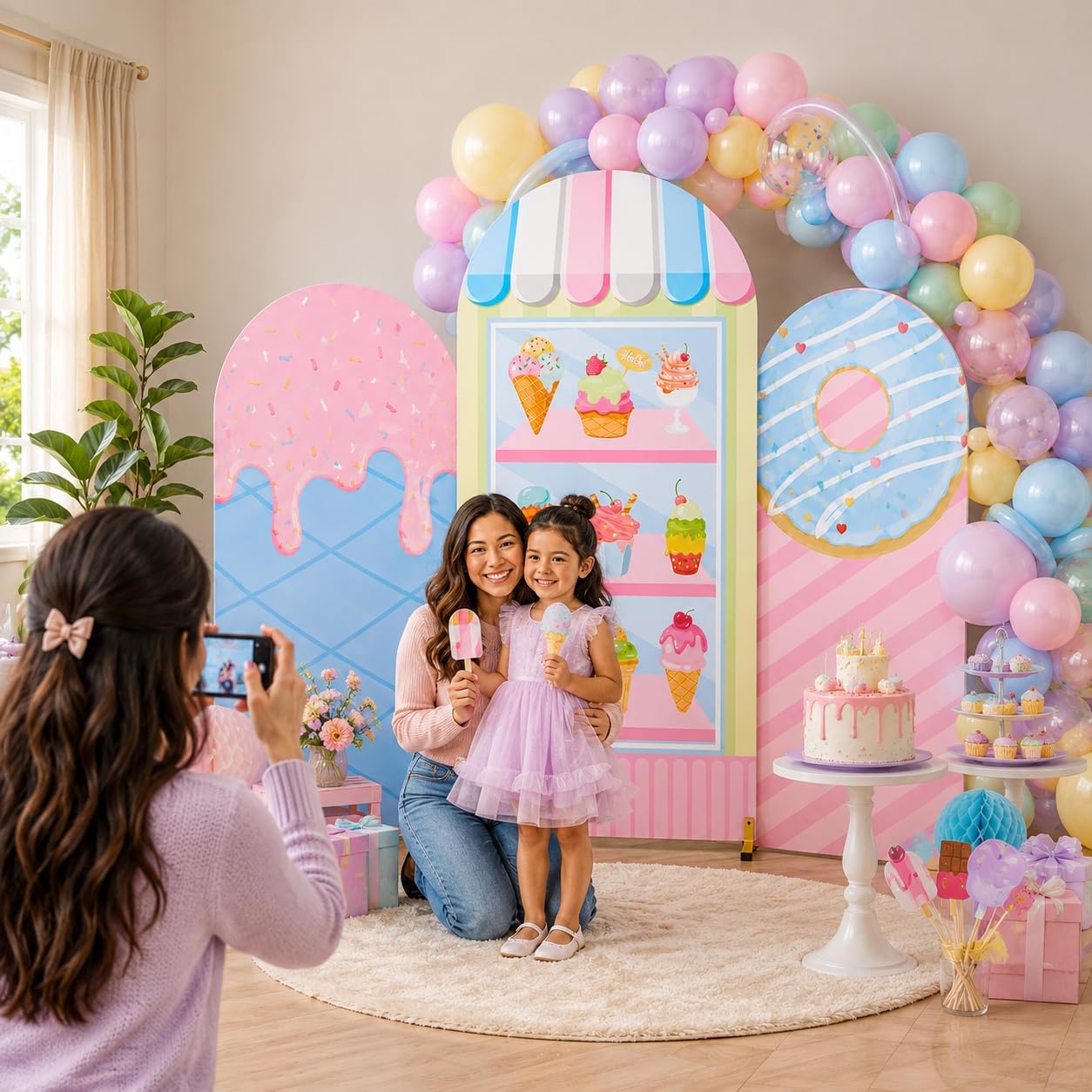 Latar Belakang Pesta Es Krim D - Dessert Table Backdrop ulasan dan harga