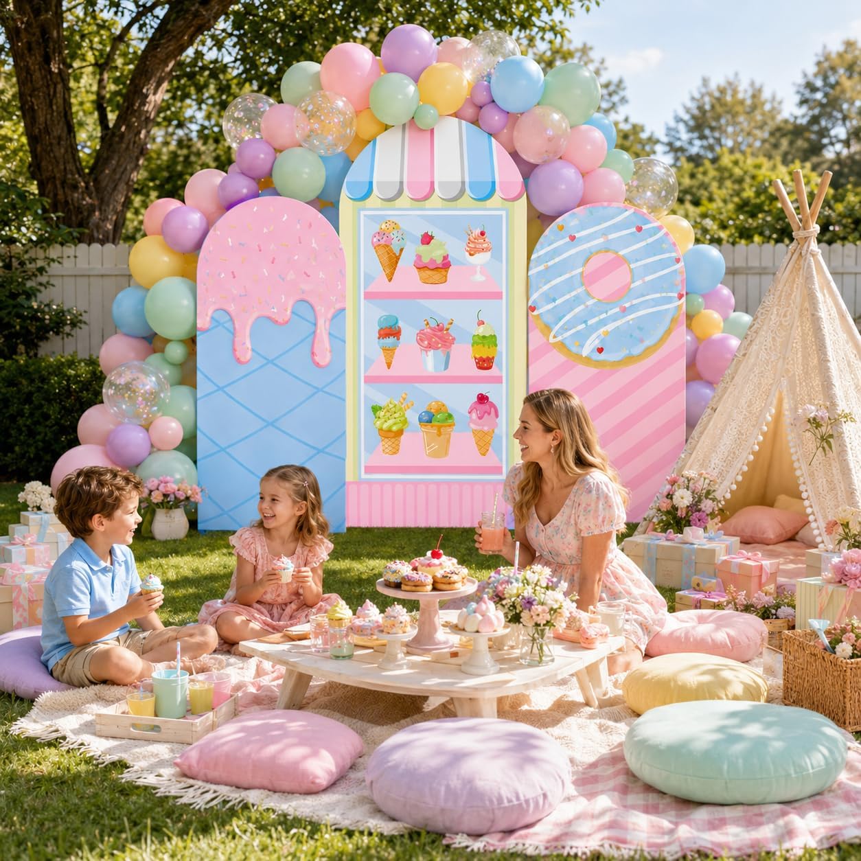 Latar Belakang Pesta Es Krim D - Dessert Table Backdrop ulasan dan harga