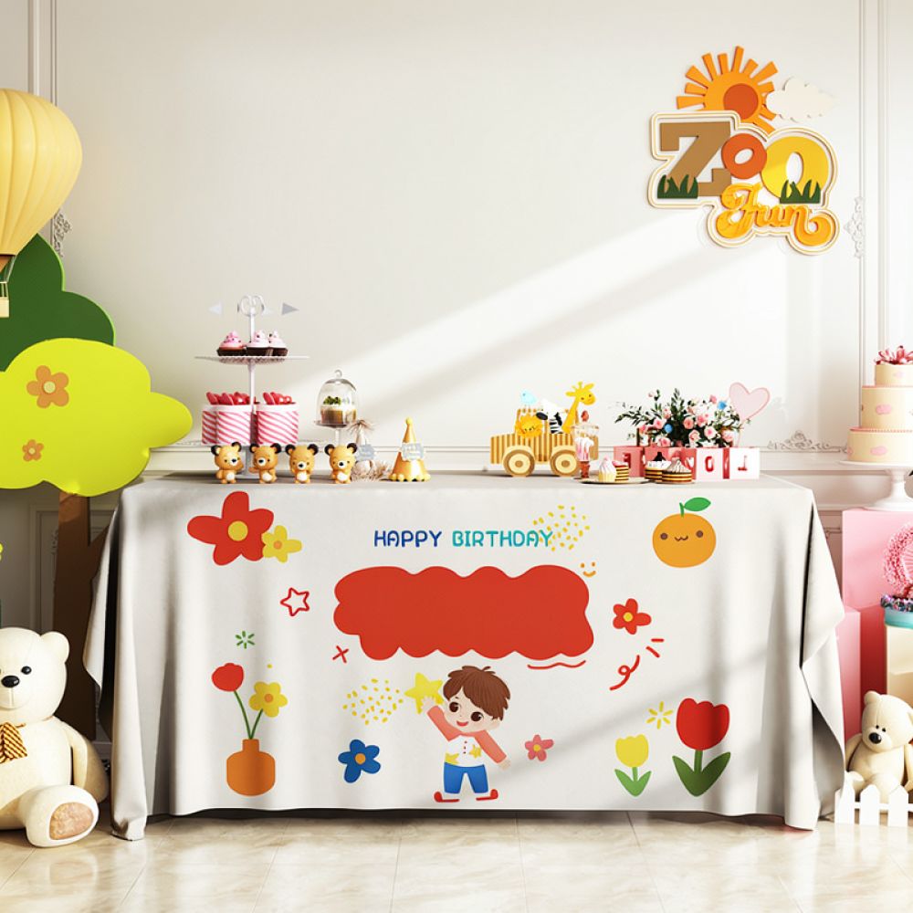 Taplak Meja Bertema Meriah unt - Dessert Table Backdrop ulasan dan harga