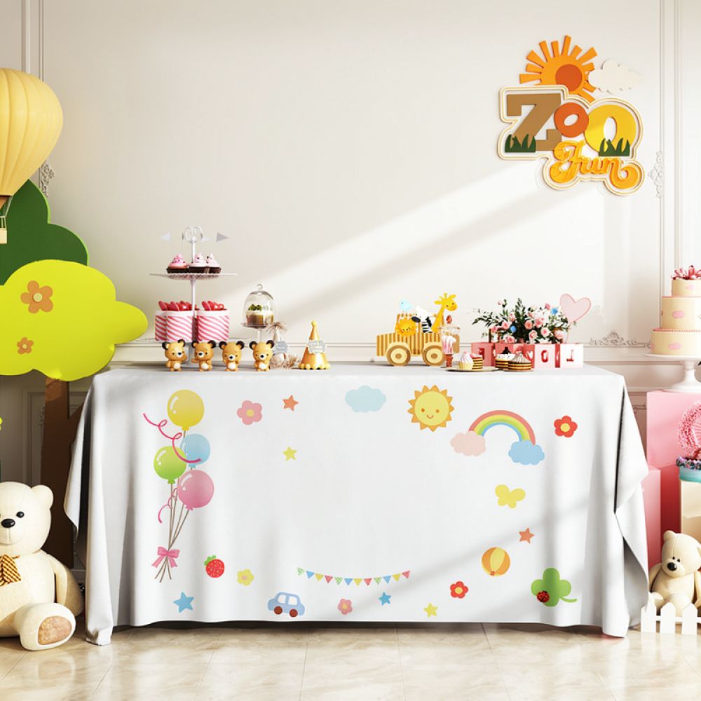 Taplak Meja Bertema Meriah unt - Dessert Table Backdrop ulasan dan harga